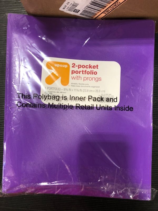 Photo 2 of (24 PACK) Plastic Folder With Prongs, 9 X 11.75, 2 Pocket - Purple 