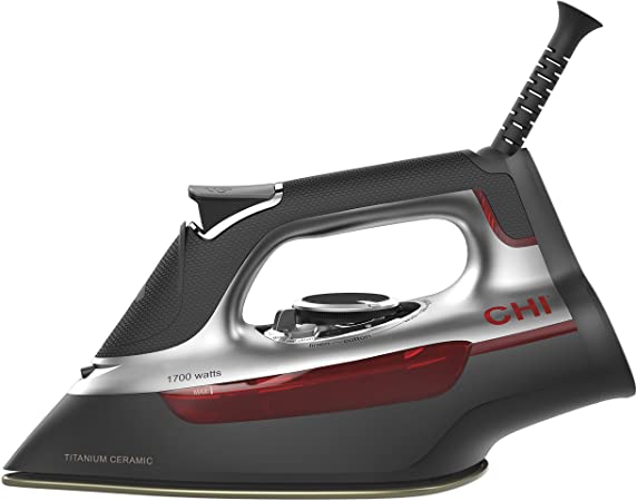 Photo 1 of CHI Steam Iron for Clothes with Titanium Infused Ceramic Soleplate, 1700 Watts, XL 10’ Cord, 3-Way Auto Shutoff, 300+ Holes, Professional Grade, Silver (13101)
