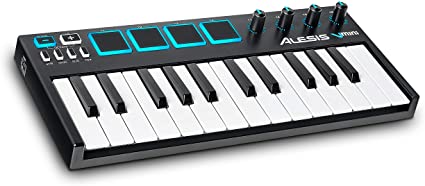 Photo 1 of Alesis V-Mini - 25-Key USB MIDI Keyboard Controller with 4 Backlit Sensitive Pads, 4 Assignable Encoders and Professional Software Suite Included
