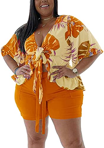 Photo 1 of WUSENST Women Plus Size Summer 2 Pieces Short Set Casual Outfit Tracksuit T-Shirt Bodycon Short Pants Set
SIZE  3XL 