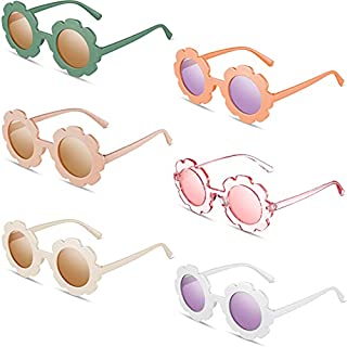 Photo 1 of 6 Pieces Round Flower Sunglasses Girls Flower Glasses Cute Outdoor Beach Eyewear for Kids (Classic Colors) (B09BJQ5B6Q)
