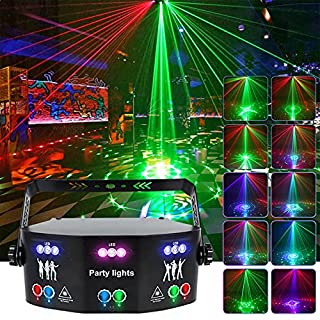 Photo 1 of 15 Lens Party Lights DJ Disco Light RGBW UV Strobe Lighting Effect LED Projector Sound Activated Ravelight Remote Control for Home Parties Karaoke Birthday Wedding Bar (B098T8L11Y)
