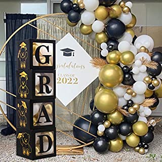 Photo 1 of 2022 Graduation Party Decorations boxes - 4 Pcs Black Balloon Boxes with Letters of GRAD ,Printed Teddy Bear, Class of 2022, Perfect for High School, College,kindergarten, primary school Graduation Party Favors (B09LCBTS77)
