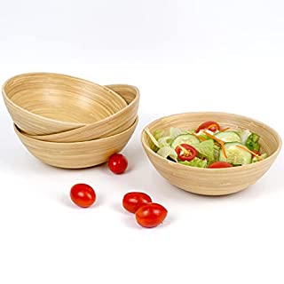 Photo 1 of Bamboo Bowl Set Of 4, Salad Bowls Wooden Fruit Bowls Serving For Mixing Food Salads, Popcorn, Dining Party, Dinnerware, Kitchen Decor Home, Handmade Wood Salad Bowl Set (Matte Bamboo Natural) (B095PWWW5L)
