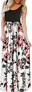 Photo 1 of Bluetime Women's Summer Long Dresses Sleeveless Boho Beach Sun Dresses White, M (B08T9SC81Z)
