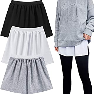 Photo 1 of 3 Pieces Adjustable Layering Fake Top Lower Sweep Skirt Half-Length Splitting Mini Skirt Hemline Shirt Extender for Women (L, Black, White, Gray) (B08T1D197T)
