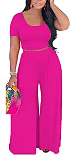 Photo 1 of 2 Piece Outfits for Women Striped Sexy Backless Short Sleeve Crop Top High Waist Wide Leg Long Pant Sets Tracksuit Sport Set (B0987Q6LRK)
SIZE XXL 