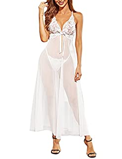 Photo 1 of Avidlove Lingerie for Women Sheer Long Gown Deep V Neck Nightwear White (B08P7H7XPL)
ONE SIZE 