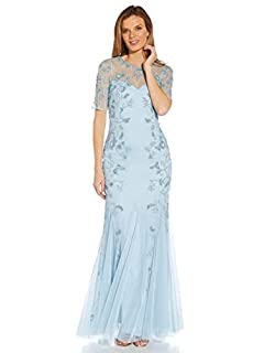Photo 1 of Adrianna Papell Women's Beaded Gown with Godets, Elegant Sky, 10 (B09KNWZH78)
