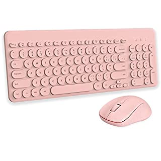 Photo 1 of Arcwares Wireless Keyboard and Mouse Combo, Sweet Pink Cute Keyboard, 2.4G USB Ergonomic Full-Sized Mute Keyboard for Computer, Laptop, PC Desktops, Mac (B09C89PS2G)
