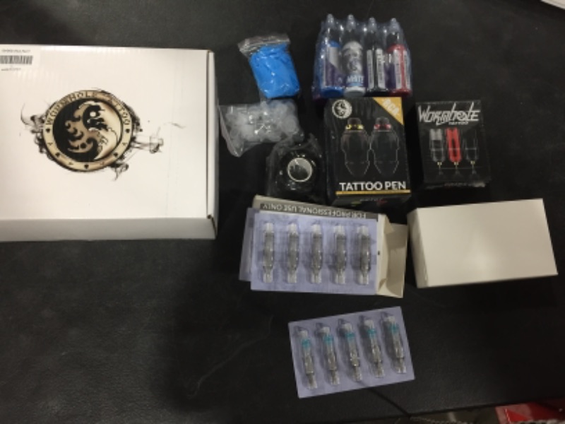 Photo 2 of Wormhole Tattoo Gun Complete Kit Tattoo Machine Pen Power Supply Ink beginners