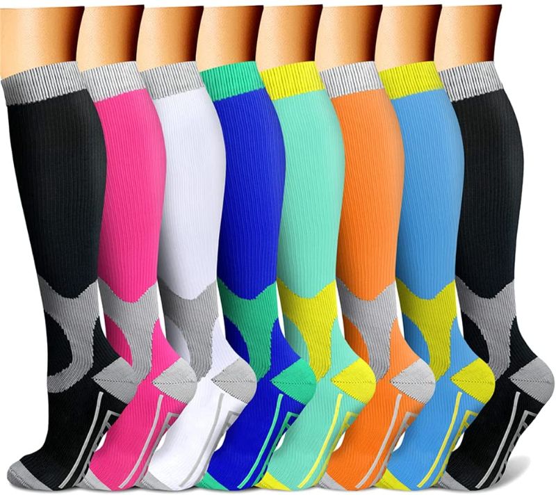 Photo 1 of CHARMKING Compression Socks for Women & Men Circulation (8 Pairs)15-20 mmHg is Best Support for Athletic Running,Cycling