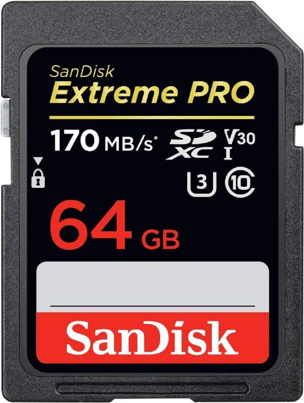 Photo 1 of SanDisk 64GB Extreme PRO SDXC UHS-I Card - C10, U3, V30, 4K UHD, SD Card - SDSDXXY-064G-GN4IN
