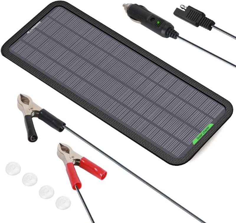 Photo 1 of ALLPOWERS 18V 12V 5W Portable Solar Panel Car Boat Power Solar Panel Battery Charger Maintainer for Automotive Motorcycle Tractor Boat RV Batteries
