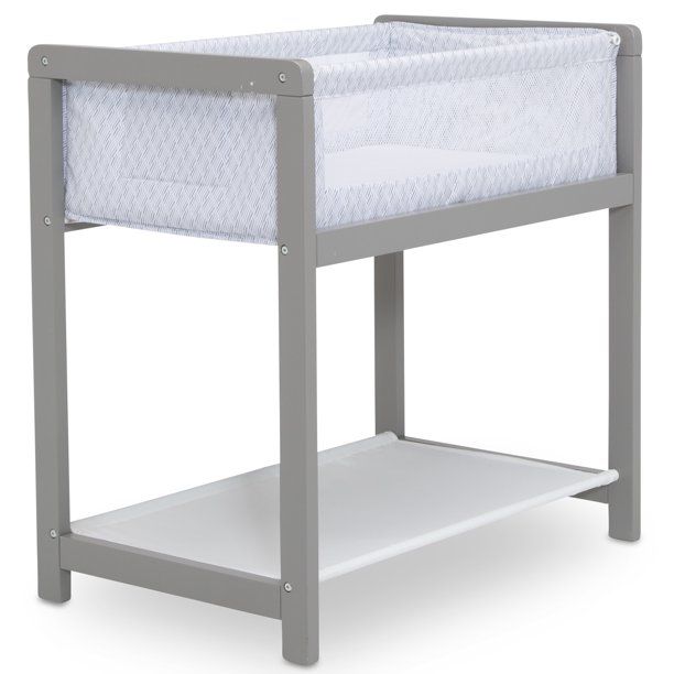 Photo 1 of Delta Children Classic Wood Bedside Bassinet Sleeper, Portable Crib with High-End Wood Frame, Link
