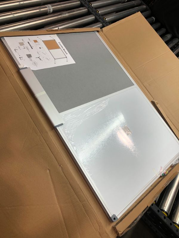 Photo 2 of DexBoard Grey Felt Bulletin/Dry Erase Combo Board, Magnetic Whiteboard/Grey Felt Bulletin Combination Board with Pen Tray, 36 x 24 Inch
