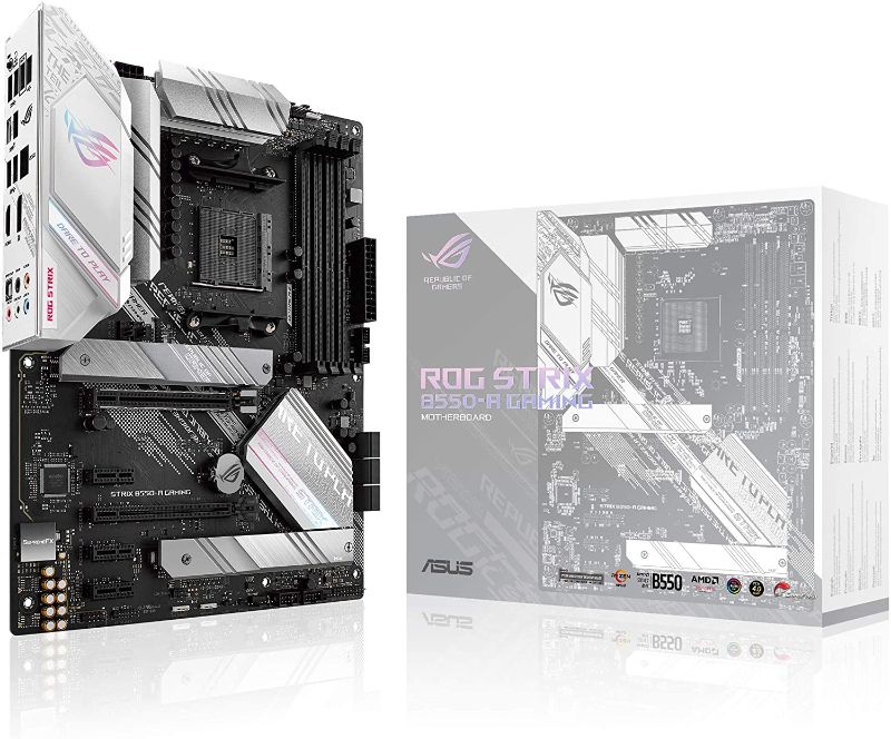 Photo 1 of ASUS ROG Strix B550-A Gaming AMD AM4 Zen 3 Ryzen 5000 & 3rd Gen Ryzen ATX Gaming Motherboard (PCIe 4.0, 2.5Gb LAN, BIOS Flashback, Dual M.2 with heatsinks, Addressable Gen 2 RGB Header and Aura Sync
