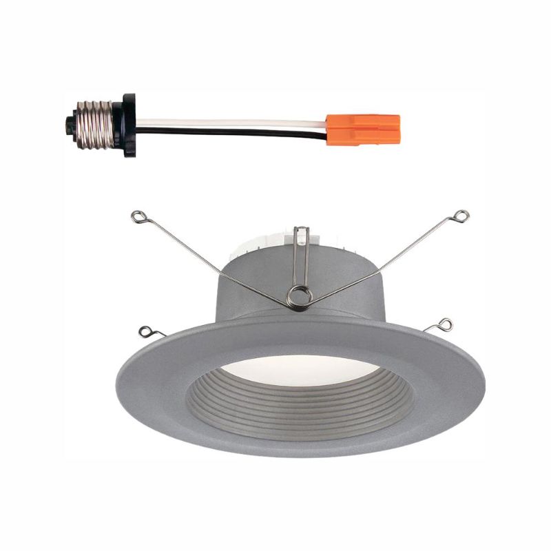 Photo 1 of 5 in./6 in. 3000K Soft White Integrated LED Recessed CEC-T20 Baffle Trim in Brushed Nickel
