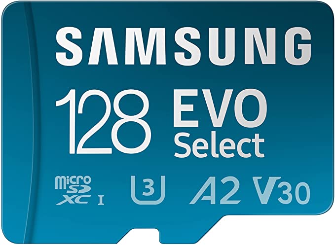 Photo 1 of SAMSUNG EVO Select Micro SD-Memory-Card + Adapter, 128GB microSDXC 130MB/s Full HD & 4K UHD, UHS-I, U3, A2, V30, Expanded Storage for Android Smartphones, Tablets, Nintendo-Switch (MB-ME128KA/AM)
