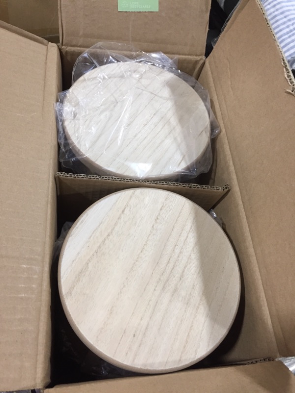 Photo 2 of 8pk of 7” Round 5.25” Tall Wooden Risers White/black
