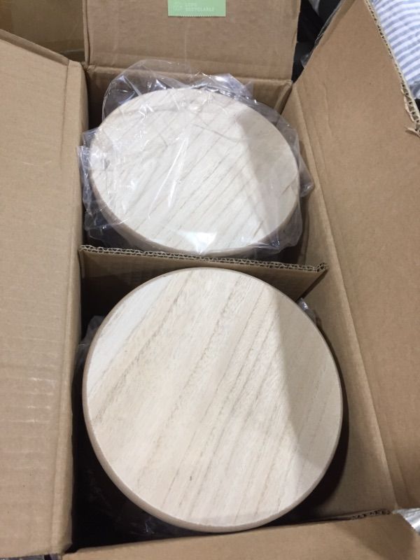 Photo 2 of 8pk of 7” Round 5.25” Tall Wooden Risers White/black