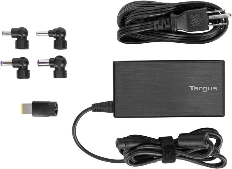Photo 1 of Targus 90W AC Semi-Slim Universal Laptop Charger with 6-Foot Cable, Includes 5 Power Tips Compatible with Major Brands: Acer, ASUS, HP, Compaq, Dell, Toshiba, Gateway, IBM, Lenovo, Fujitsu (APA90US)
