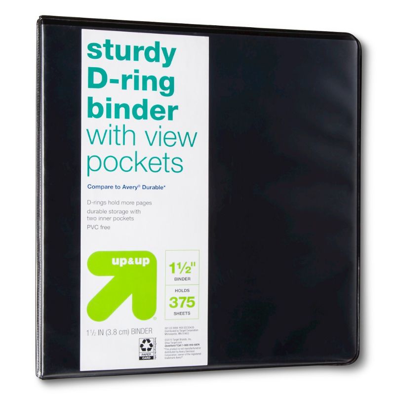 Photo 1 of 1.5" 3 Ring Binder Clear View Black - up&up (12 Pack)