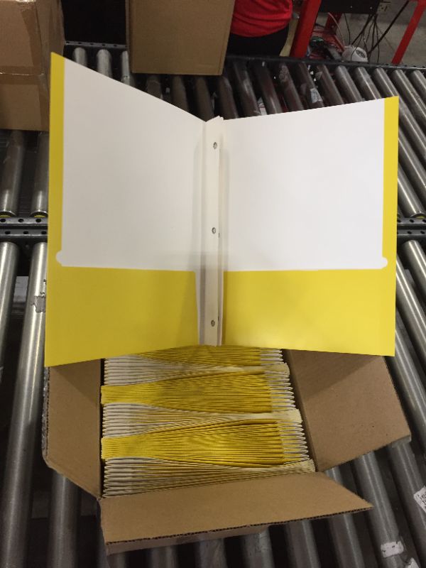 Photo 1 of 2 Pocket Paper Folder with Prongs Yellow - Pallex (100 ct)