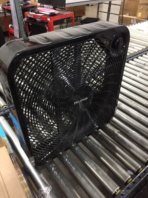 Photo 2 of PELONIS 3-Speed Box Fan For Full-Force Circulation With Air Conditioner, Upgrade Floor Fan, Black