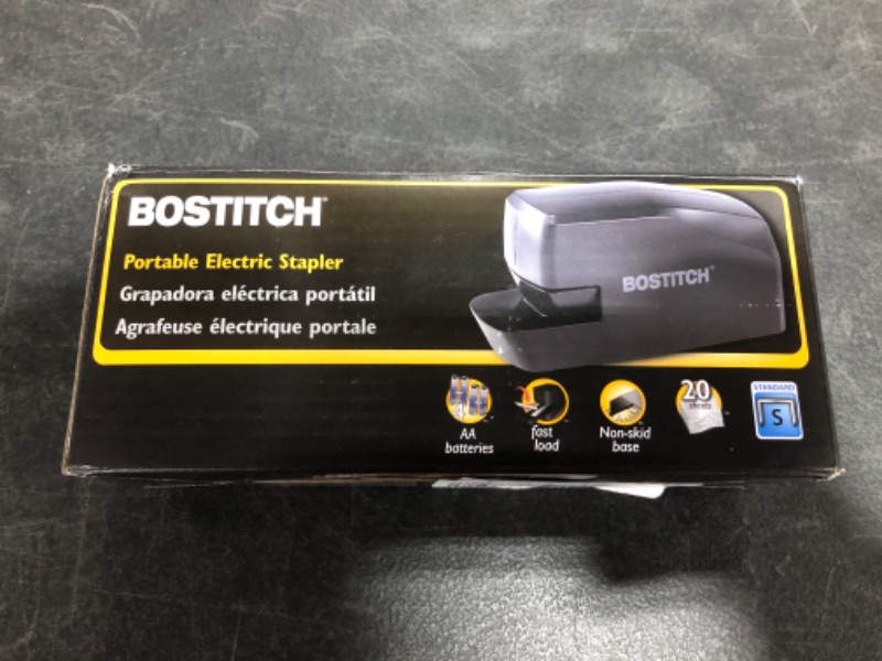 Photo 3 of Bostitch Office Portable Electric Stapler, 20 Sheets, AC or Battery Powered, Black (MDS20-BLK)
PRIOR USE.