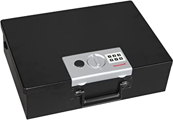 Photo 1 of HONEYWELL - 6110 Large Fire Resistant Steel Security Safe Box with Digital Lock, 0.48-Cubic Feet, Black. SMALL DENT IN LID.
