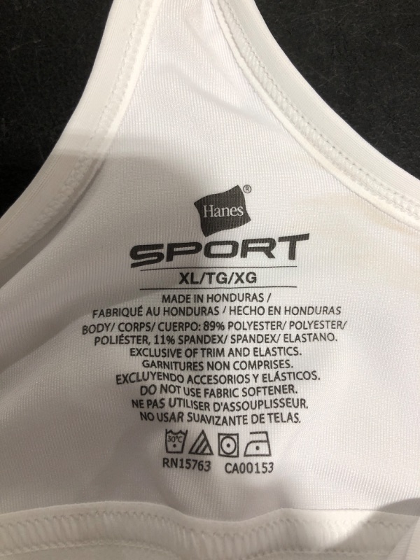 Photo 3 of HANES WOMEN'S SPORTS BRA. WHITE. SIZE XL. HAS TAGS BUT HAS BEEN WORN. PRIOR USE.