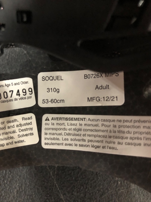 Photo 6 of Bell Soquel MIPS Bike Helmet. BLACK. SIZE ADULT 53-60CM. PRIOR USE. MISSING BOX.
