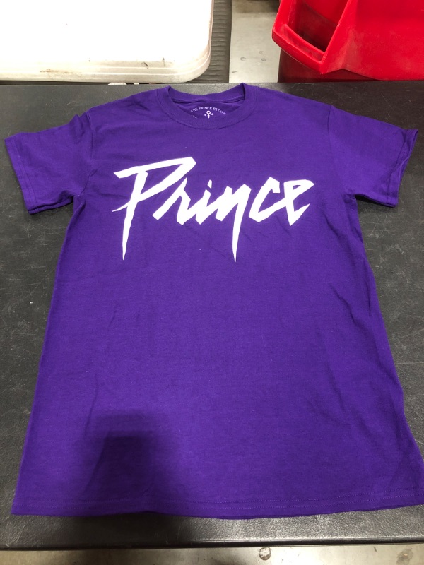 Photo 2 of Prince Official Logo on Purple T-Shirt. PURPLE. SIZE SMALL. PRIOR USE.
