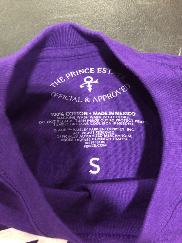 Photo 3 of Prince Official Logo on Purple T-Shirt. PURPLE. SIZE SMALL. PRIOR USE.
