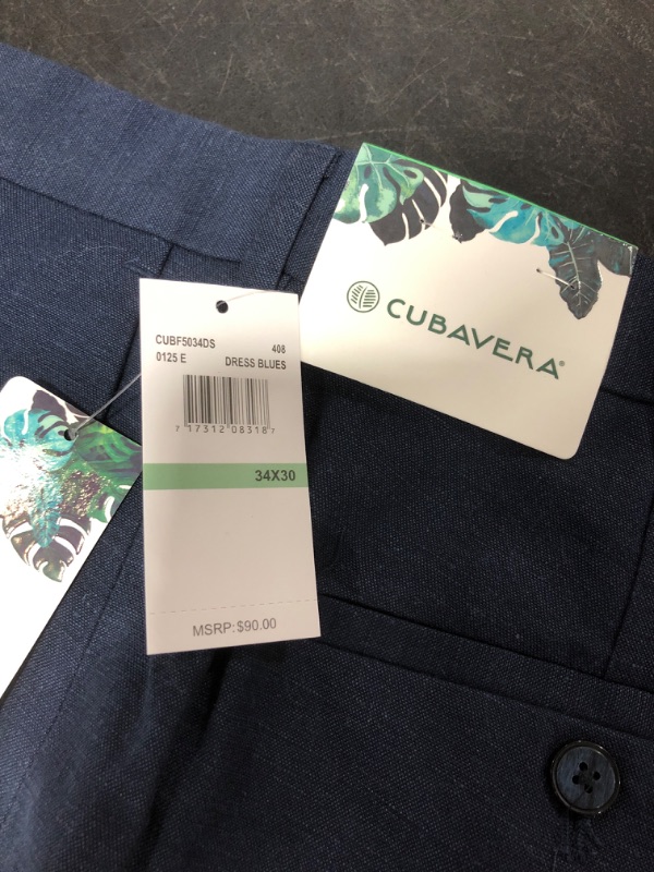 Photo 5 of Cubavera Men's Flat Front Linen Blend Dress Pant (Waist Size 30 - 54 Big & Tall)
SIZE 34X30. 