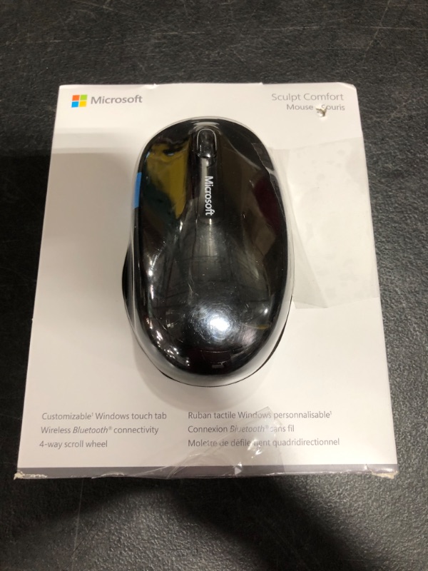 Photo 3 of Microsoft Sculpt Comfort Mouse - Black. Comfortable design, Customizable Windows Touch Tab, 4-Way Scrolling,Bluetooth Mouse for PC/Laptop/Desktop, works with Mac/Windows Computers
OPEN BOX. 