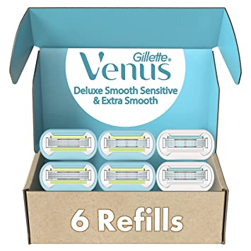 Photo 1 of Gillette Venus Womens Razor Blade Refills,Venus Extra Smooth 4 Count and Venus Deluxe Smooth Sensitive 2 Count, 6 Total Refills
