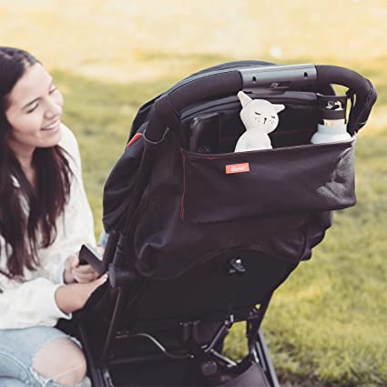 Photo 2 of Diono Buggy Buddy Universal Stroller Organizer With Cup Holders, Secure Attachment, Zippered Pockets, Safe & Secure, Black
