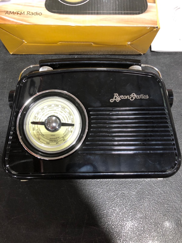 Photo 4 of ByronStatics Portable Radio AM FM, Vintage Retro Radio with Built in Speakers, Best Reception and Longest Lasting, Power Plug or 1.5V AA Battery - Black
OPEN BOX. DOES NOT INCLUDE POWER CORD. PRIOR USE.