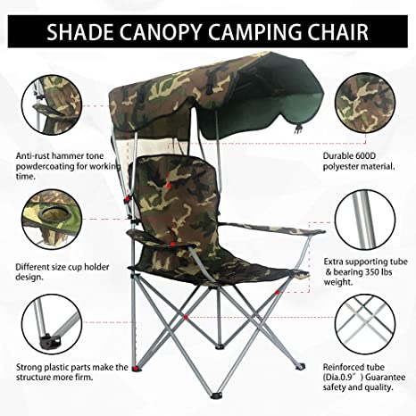 Photo 2 of BDL Camp Chairs with Shade Canopy Chair Folding Camping Recliner Support 380 LBS? with one Cup Holders and Carry Bag, for Outdoor Beach Camp Park Patio
OPEN BOX.