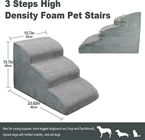 Photo 2 of 3 Steps High Density Foam Dog Stairs Ramps,Non-Slip Pet Steps for Older Dogs,Pet with Joint Pain, Sofa Bed Ladder for Cats. PRIOR USE.
