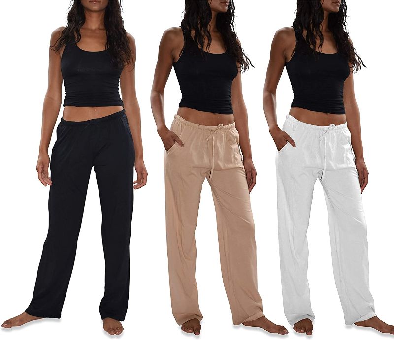 Photo 1 of Sexy Basics Women's 3 Pack Soft Flex-Cotton Knit Pajama Pants/Lounge Pants/Sleep Pants XL
