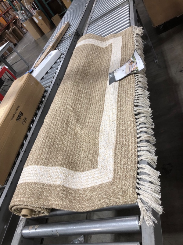 Photo 2 of 5' X 7'' Braided Outdoor Rug with Fringe Neutral/Ivory - Threshold™ Designed with Studio McGee
