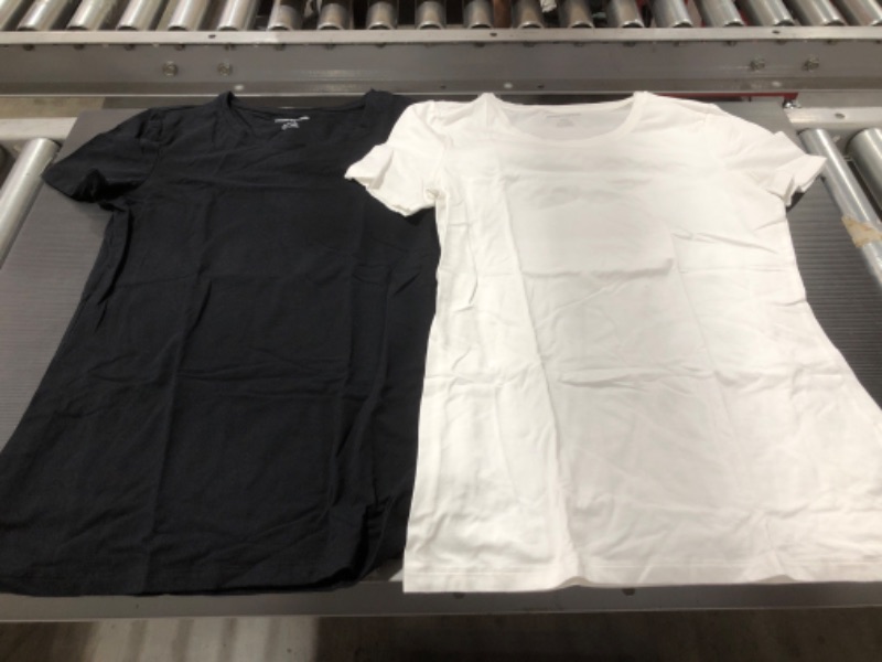 Photo 2 of AMZON ESSENTIALS WOMEN'S T-SHIRTS, BLACK & WHITE, SIZE SMALL. PRIOR USE.