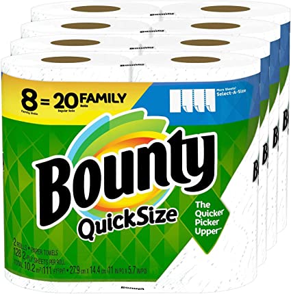 Photo 1 of Bounty Quick Size Paper Towels, White, 4 Packs Of 2 Family Rolls = 8 Family Rolls
