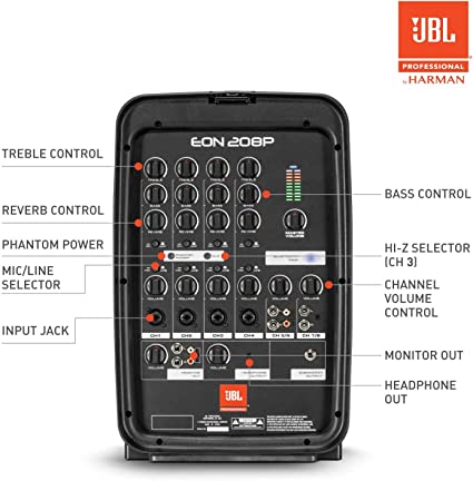 Photo 2 of JBL Professional EON208P Portable All-in-One 2-way PA System with 8-Channel Mixer and Bluetooth
PRIOR USE. MINOR SCRATCHES.