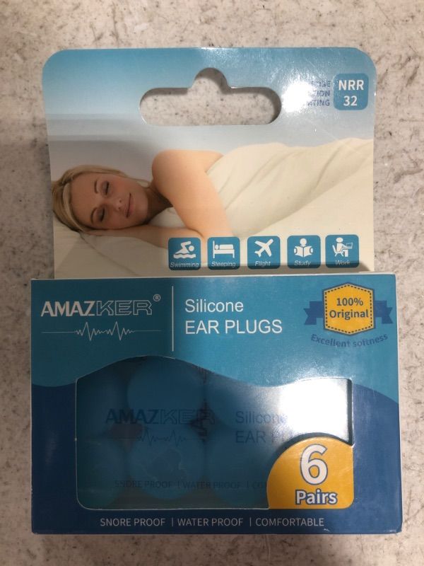 Photo 2 of AMAZKER Reusable Silicone Earplugs-6 Pairs Waterproof Noise Cancelling Ear Plugs for Sleeping,Swimming,Snoring,Studying, Concerts,with Clear Carrying Case,Highest Noise Reduction 32dB
LOT OF 2. 