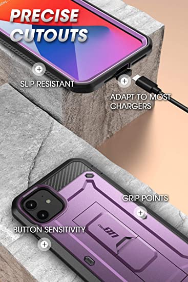 Photo 2 of SUPCASE Unicorn Beetle Pro Series Case for iPhone 12 Mini (2020 Release) 5.4 Inch, Built-in Screen Protector Full-Body Rugged Holster Case (Violte)
