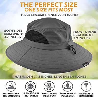 Photo 3 of EINSKEY Sun Hat for Men/Women, Waterproof Wide Birm Bucket Hat UV Protection Boonie Hat for Fishing Hiking Garden Beach
ONE SIZE.